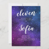 Invitation Fille Anniversaire Violet Étoiles Galaxy Universe (Devant)