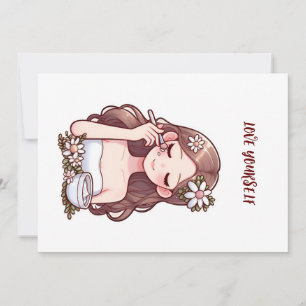 Invitation Fille appliquant skincare Aimez-vous