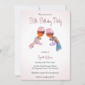 Invitation Fille Aquarelle Adulte Rouge Vin Anniversaire (Devant)
