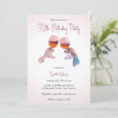 Invitation Fille Aquarelle Adulte Rouge Vin Anniversaire (Debout devant)