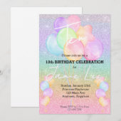 Invitation Fille Aquarelle Balloon Anniversaire Fête Invitati (Devant / Derrière)