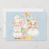 Invitation Fille aquarelle bleue 1ère. Communion solennelle (Dos)