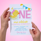 Invitation Fille Aquarelle Caoutchouc 1er Anniversaire Fête