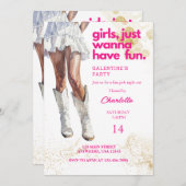 Invitation Fille Aquarelle Filles Galentines (Devant / Derrière)