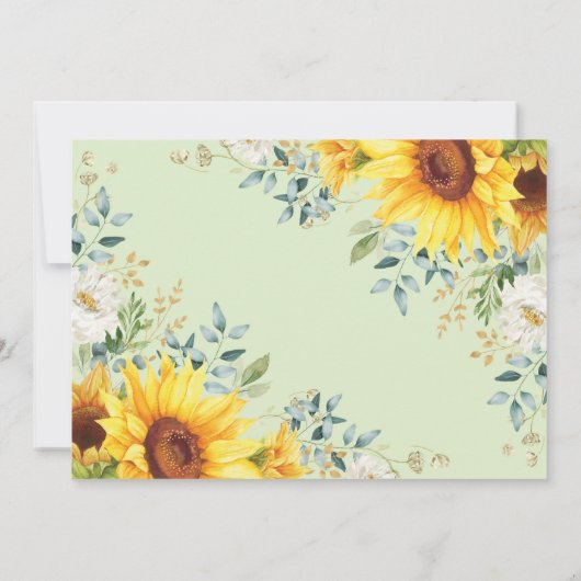 Invitation Fille Aquarelle Tournesol 1er Anniversaire Photo (Dos)
