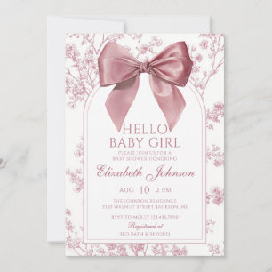 Invitation Fille Arc en Ciel Rose Vintage Baby Shower Tout en