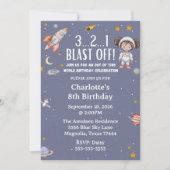 Invitation Fille astronaute espace anniversaire (Devant)