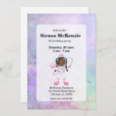 Invitation Fille astronaute Espace cosmique (Devant / Derrière)