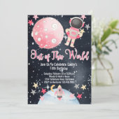 Invitation Fille Astronaute Espace Hors de Ce Mond (Debout devant)