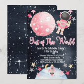 Invitation Fille Astronaute Espace Hors de Ce Mond (Devant / Derrière)