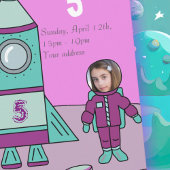 Invitation Fille astronaute fête d'anniversaire Insérez votre