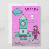 Invitation Fille astronaute fête d'anniversaire Insérez votre (Devant)