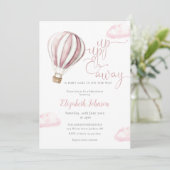 Invitation Fille au ballon rose Code QR Photo Baby Shower (Debout devant)