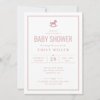 Fille au cheval à bascule rose poussiéreux Baby Sh