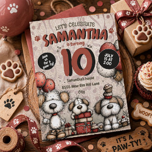 Invitation Fille au Chien Rustique pour son 10ème Anniversair