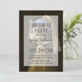 Invitation Fille au collier de perles Chat (Debout devant)