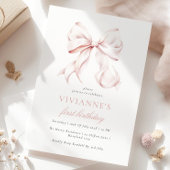 Invitation Fille au Nœud Rose Premier Anniversaire