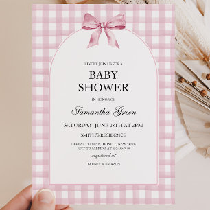 Invitation Fille au Ruban Rose Baby Shower