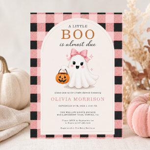 Invitation Fille au Ruban Rose Fantôme Little Boo Gingham Bab
