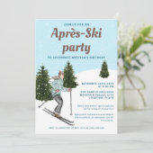 Invitation Fille au ski à l'aquarelle Fête d'anniversaire d'a (Debout devant)