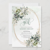 Invitation Fille au Vert de Aquarelle et Or (Devant)
