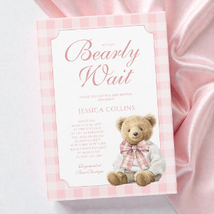 Invitation Fille au Vichy Rose Baby Shower Nous Pouvons à Pei