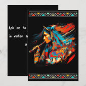 Invitation Fille autochtone jouant de la flûte Chevaux Invita (Devant / Derrière)