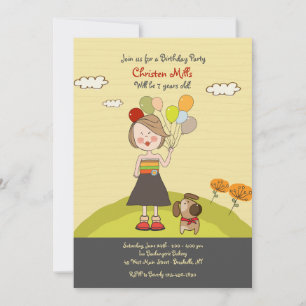 Invitation Fille aux Ballons