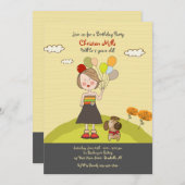 Invitation Fille aux Ballons (Devant / Derrière)