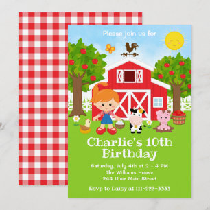 Invitation Fille aux cheveux rouges d'anniversaire de barnyar