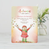 Invitation Fille aux feuilles d'automne (Debout devant)