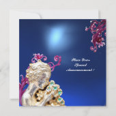 Invitation FILLE AUX FLEURS EN PARKLES D'OR, Saphir Bleu (Dos)