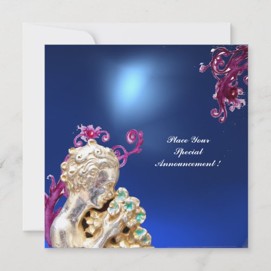 Invitation FILLE AUX FLEURS EN PARKLES D'OR, Saphir Bleu (Dos)