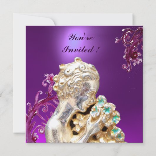 Invitation FILLE AUX FLEURS ,Rose Violet Améthyste (Devant)