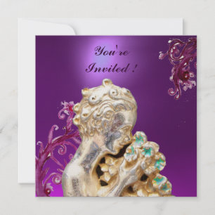 Invitation FILLE AUX FLEURS ,Rose Violet Améthyste