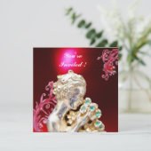 Invitation FILLE AUX FLEURS , Rouge Bourgogne Rubis (Debout devant)