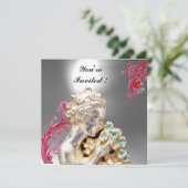 Invitation FILLE AUX FLEURS ,Rouge Bourgogne Rubis,Blanc (Debout devant)