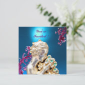 Invitation FILLE AUX FLEURS, Saphir Bleu (Debout devant)