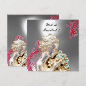 Invitation FILLE AUX FLEURS , White Moonstone (Devant / Derrière)