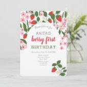 Invitation Fille aux fraises 1er anniversaire  (Debout devant)