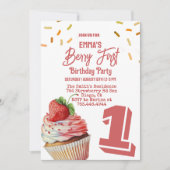 Invitation Fille aux fraises rouges Berry Premier anniversair (Devant)