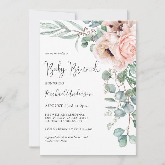 Invitation Fille aux Pastels Doux Baby Brunch (Devant)
