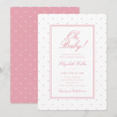 Invitation Fille aux pois roses Baby Shower (Devant / Derrière)