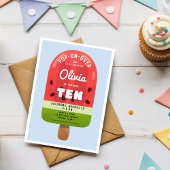 Invitation Fille aux Popsicles de Melon Mignon pour son 10ème