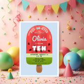 Invitation Fille aux Popsicles de Melon Mignon pour son 10ème