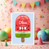 Invitation Fille aux Popsicles de Melon Mignon pour son Sixiè