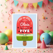 Invitation Fille aux Popsicles de Melon Mignonne 5ème Anniver