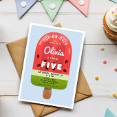 Invitation Fille aux Popsicles de Melon Mignonne 5ème Anniver