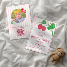 Fille aux rayures roses fraise Premier anniversair