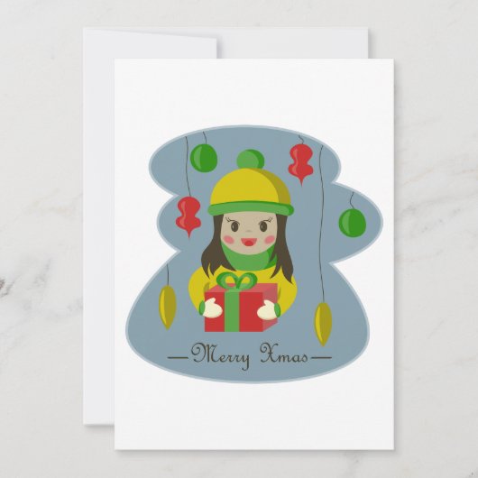 Invitation Fille avec boîte cadeau de Noël (Devant)